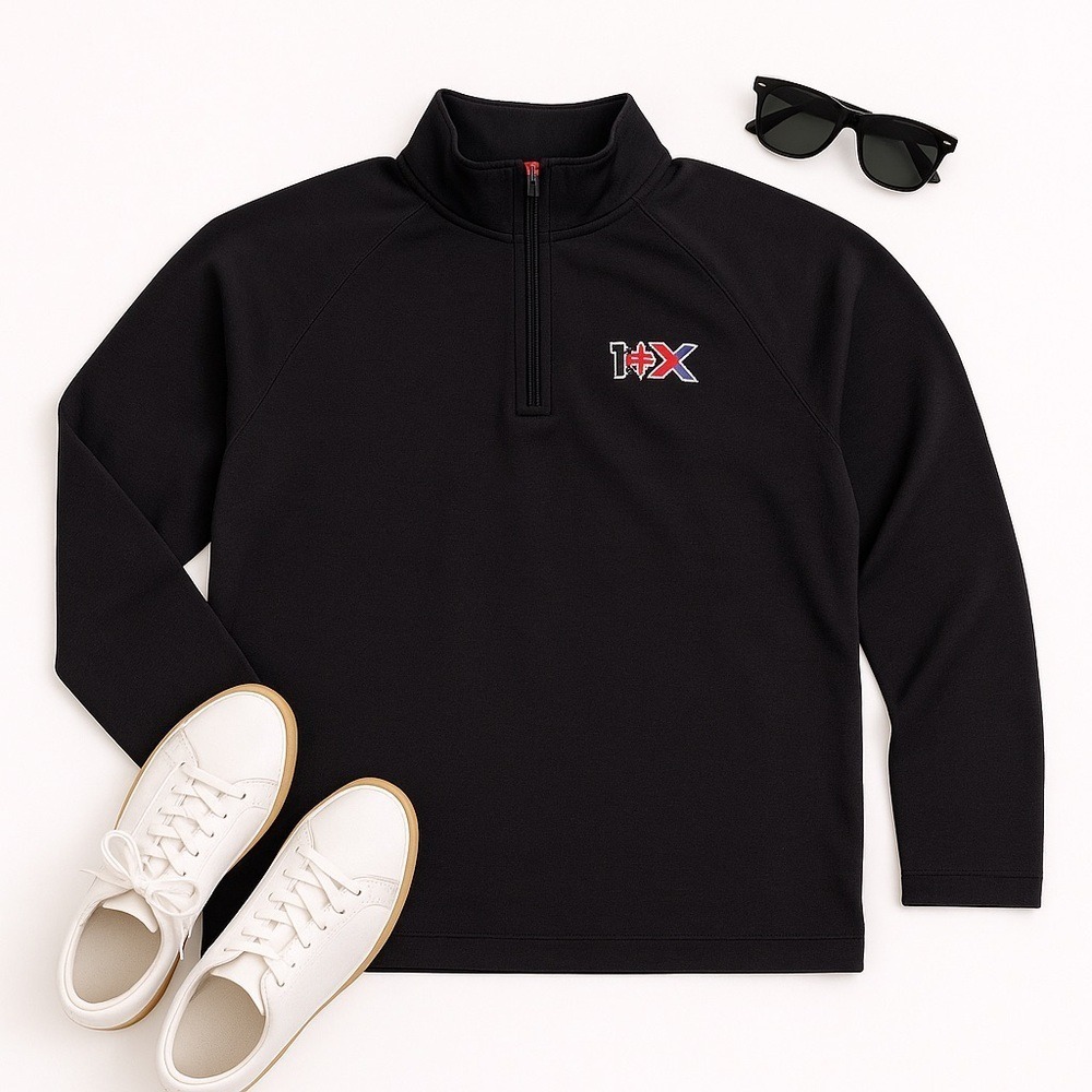 IOX Black Quarter Zip Pullover Men's Medium Performance Golf Athletic Shirt Top - Picture 10 of 12